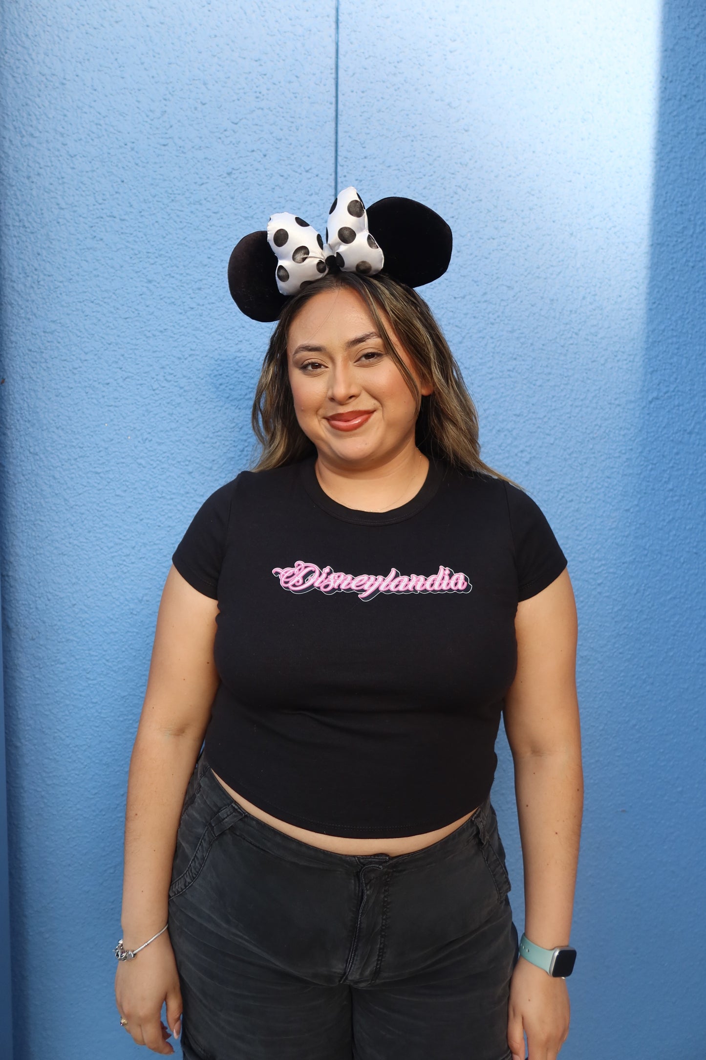 Disneylandia Baby Tee in Black and Pink